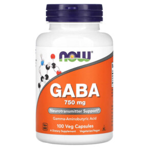 Thực phẩm bổ sung NOW Foods GABA 750 mg 100 Veg Capsules 733739000897