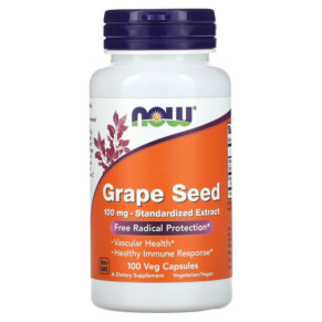 Thực phẩm bổ sung NOW Foods Grape Seed Standardized Extract 100 mg 100 Veg Capsules 733739032485