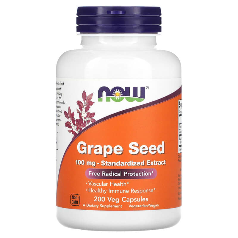 Chiết xuất hạt nho NOW Foods tiêu chuẩn 100 mg 200 viên thực vật 10 now foods grape seed standardized extract 100 mg 200 veg capsules 298 733739032492