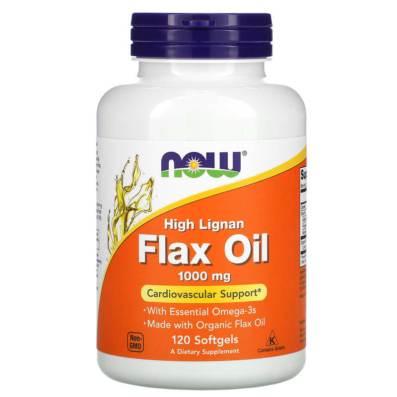 Dầu hạt lanh lignan cao NOW Foods 1000 mg 120 viên nang mềm 10 now foods high lignan flax oil 1 000 mg 120 softgels 588 733739017802