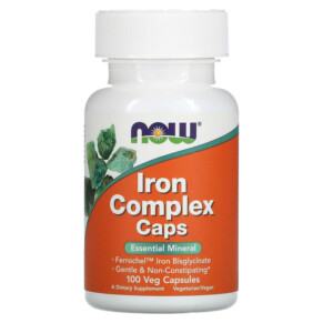 Thực phẩm bổ sung NOW Foods Iron Complex Caps 100 Veg Capsules 733739014412