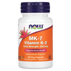 Thực phẩm bổ sung NOW Foods MK-7 Vitamin K-2 Extra Strength 300 mcg 60 Veg Capsules 733739009944