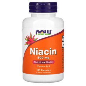 Thực phẩm bổ sung NOW Foods Niacin 500 mg 100 Capsules 733739004819