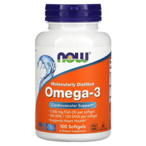 Thực phẩm bổ sung NOW Foods Omega-3 180 EPA / 120 DHA 100 Softgels 733739016508