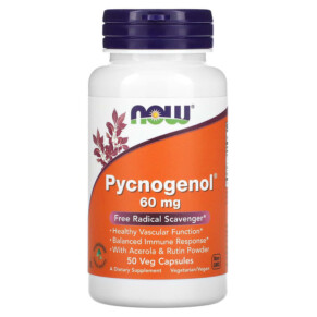 Thực phẩm bổ sung NOW Foods Pycnogenol 60 mg 50 Veg Capsules 733739032775