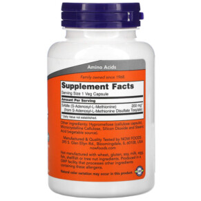 Thành phần vi chất của NOW Foods SAMe (Disulfate Tosylate) 200 mg 120 Veg Capsules 733739001283