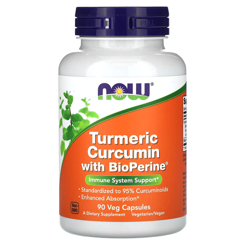 Viên uống nghệ curcumin NOW Foods với BioPerine 90 viên 10 now foods turmeric curcumin with bioperine 90 veg capsules 134965 733739047922