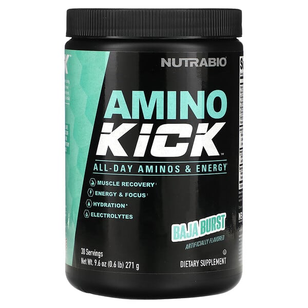 NutraBio Amino Kick Baja Burst 0,6 lb 271 g 649908218201