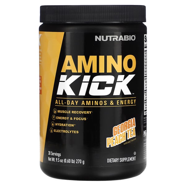 NutraBio Amino Kick Georgia Peach Tea 0,6 lb 270 g 649908217600
