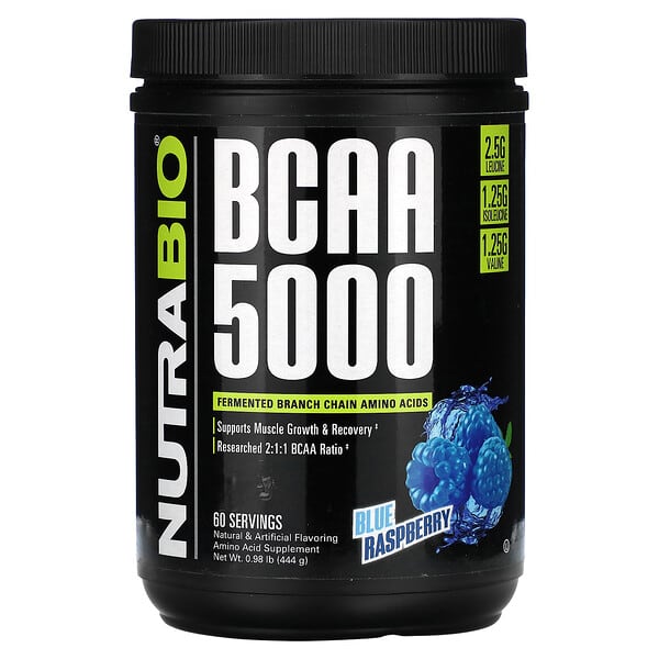NutraBio BCAA 5000 Blue Raspberry 0,98 lb 444 g 649908268404