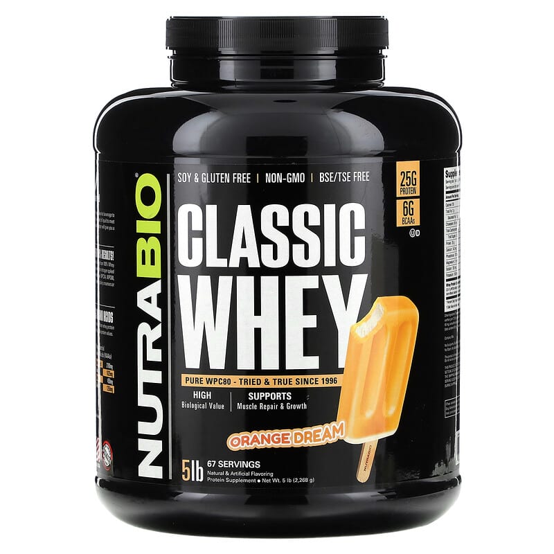 NutraBio, Classic Whey Protein, Orange Dream, 5 lb (2.268 g) 649908211813