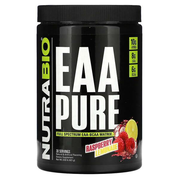 NutraBio EAA Pure Raspberry Lemonade 0,93 lb 421 g 10 nutrabio eaa pure raspberry lemonade 0 93 lb 421 g 123330 649908268305
