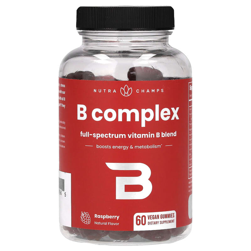 Viên nhai B Complex Raspberry 60 viên NutraChamps 10 nutrachamps b complex raspberry 60 vegan gummies 139163 621983500945
