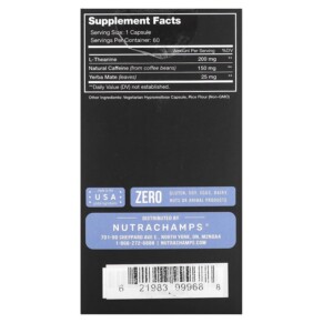 viên thực vật dễ nuốt NutraChamps Focused Energy 60 viên 3 Thành phần vi chất của NutraChamps Focused Energy 60 Easy-to-Swallow Veggie Capsules 621983999688