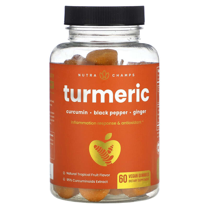 Viên ngậm Turmeric Natural Tropical Fruit 60 viên thuần chay của NutraChamps 10 nutrachamps turmeric natural tropical fruit 60 vegan gummies 114583 621983990180