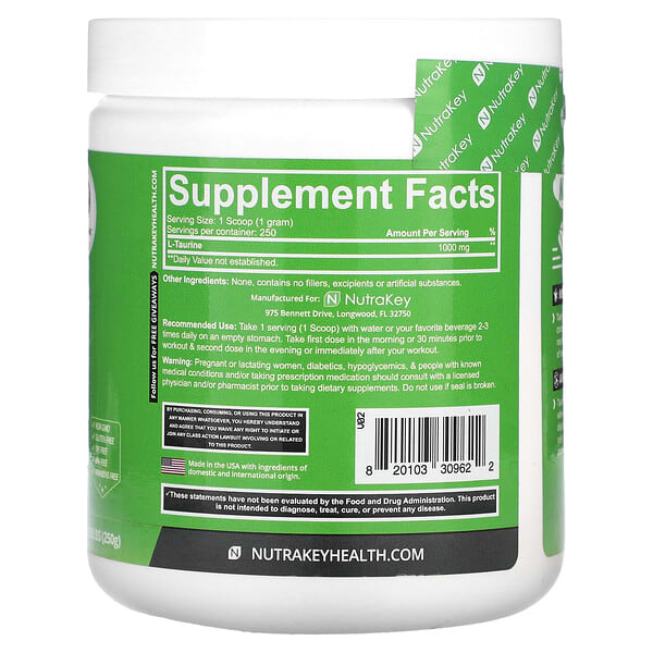 Nutrakey Taurine 0,55 lbs 250 g 9 Nutrakey Taurine 0,55 lbs 250 g 820103309622