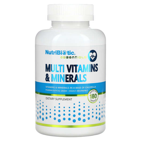 NutriBiotic Essentials Multi Vitamins & Minerals 180 viên 10 nutribiotic essentials multi vitamins minerals 180 capsules 7354 728177001216