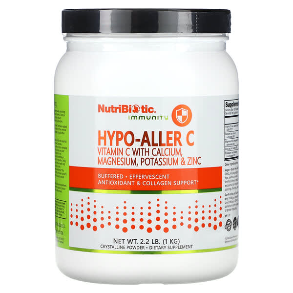 NutriBiotic Immunity Hypo-Aller C Vitamin C with Calcium Magnesium Potassium & Zinc 2,2 lb 1 kg 728177005023