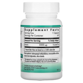 Viên uống Biotin 5000 60 viên thực vật Nutricology 3 Thành phần vi chất của Nutricology Biotin 5000 60 Vegetarian Capsules 713947503502