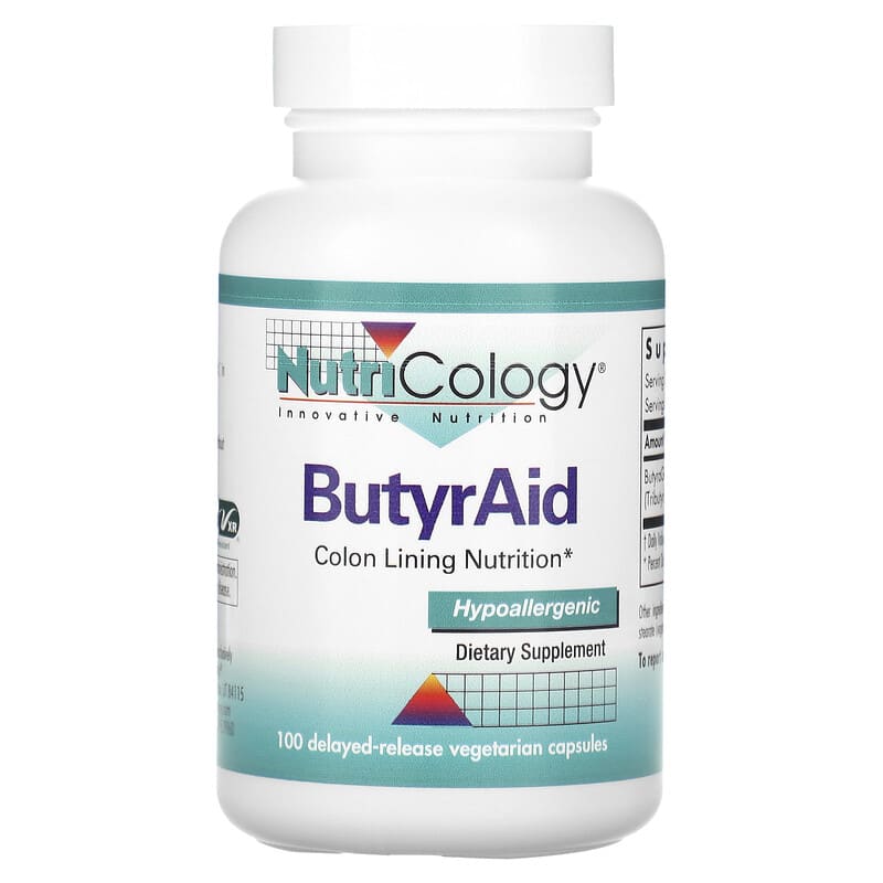 Viên uống Nutricology ButyrAid 100 viên nang thực vật giải phóng chậm 10 nutricology butyraid 100 delayed release vegetarian capsules 8510 713947502208