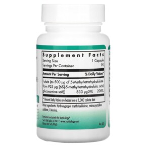 Nutricology QuatreActiv Folate 90 viên nang chay 3 Thành phần vi chất của Nutricology QuatreActiv Folate 90 Vegetarian Capsules 713947565302