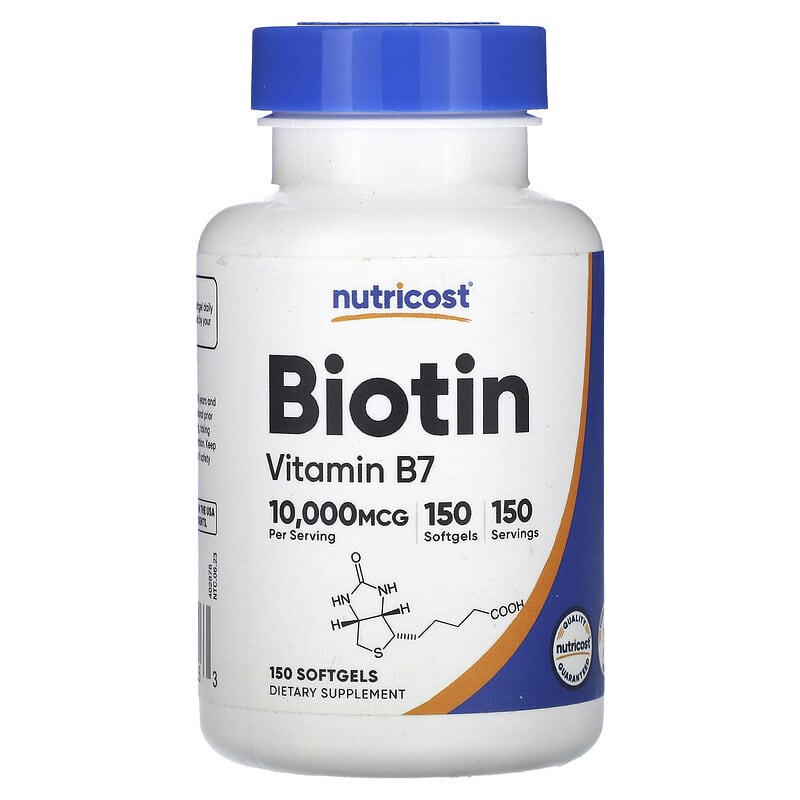 Nutricost, Biotin, Vitamin B7, 10.000 mcg, 150 viên 810014670263