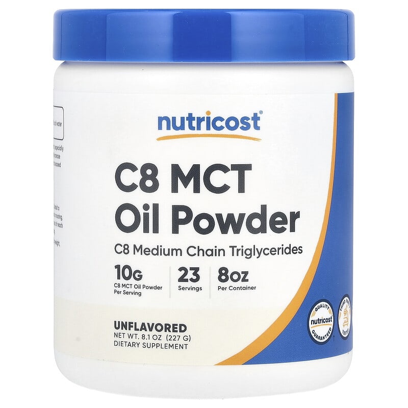Nutricost, C8 MCT Oil Powder, Unflavored, 8,1 oz (227 g) 810014675558