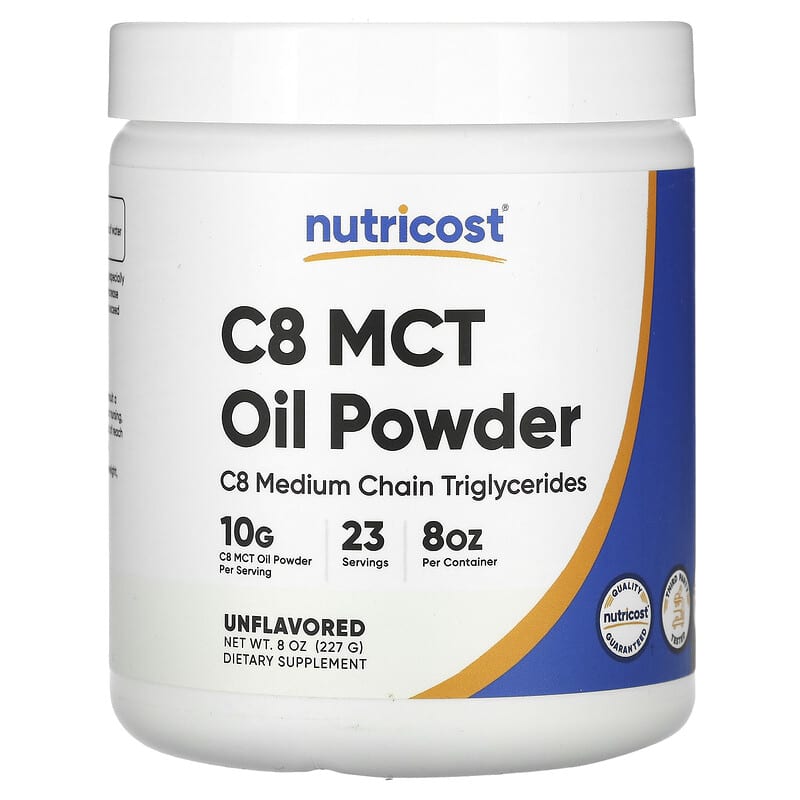 Bột Dầu MCT C8 không mùi vị Nutricost 227g 10 nutricost c8 mct oil powder unflavored 8 oz 227 g 132297 702669936026