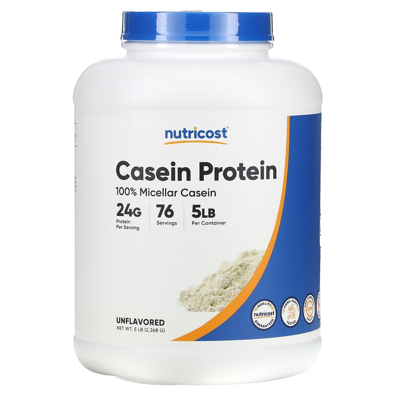 Nutricost, Casein Protein, Unflavored, 5 lb (2.268 g) 810014672113