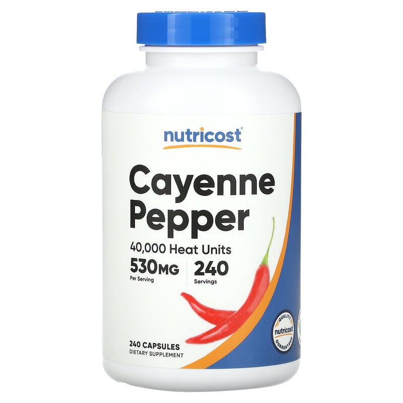 Nutricost, Cayenne Pepper, 40.000 Heat Units, 530 mg, 240 viên 810014673301
