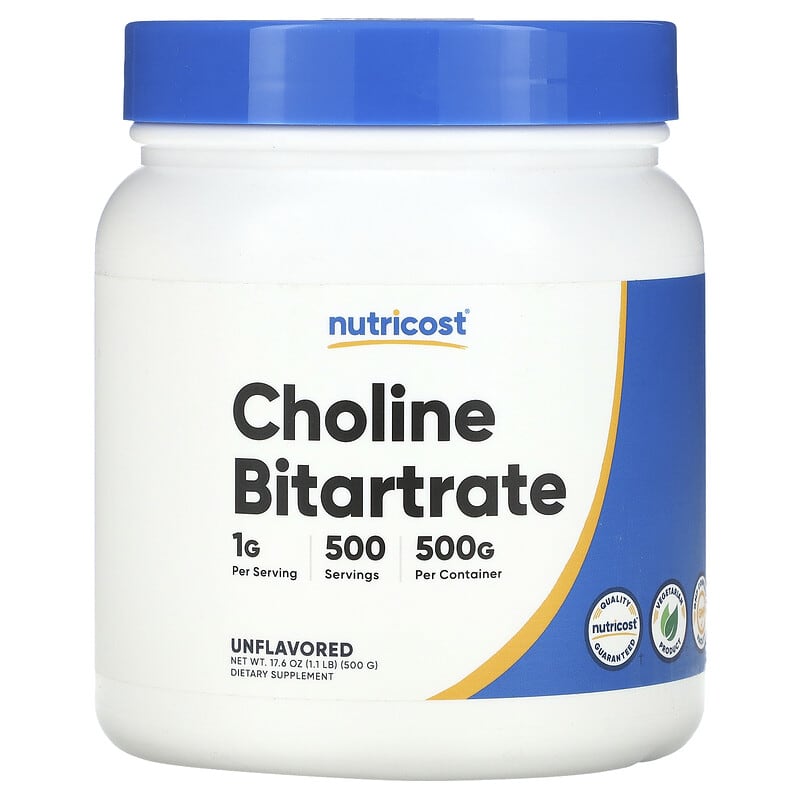 Nutricost, Choline Bitartrate, Unflavored, 1,1 lb (500 g) 702669932073