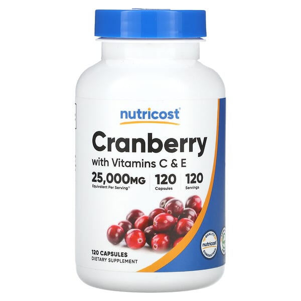 Nutricost Cranberry With Vitamins C & E 120 viên 10 nutricost cranberry with vitamins c e 120 capsules 128943 702669934084