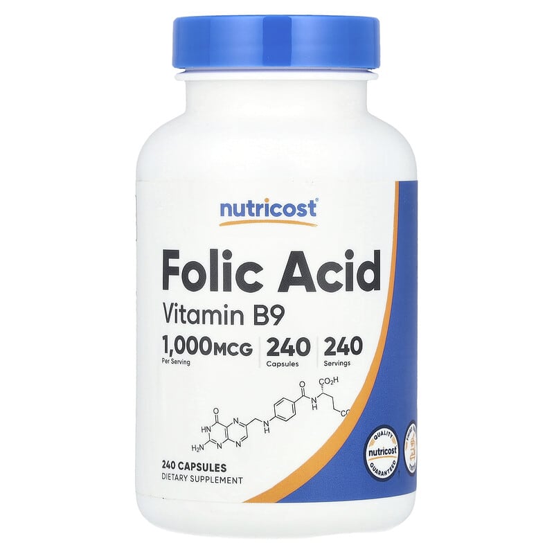 Viên uống Axit Folic Nutricost 1000 mcg 240 viên 10 nutricost folic acid 1 000 mcg 240 capsules 145299 810014679228