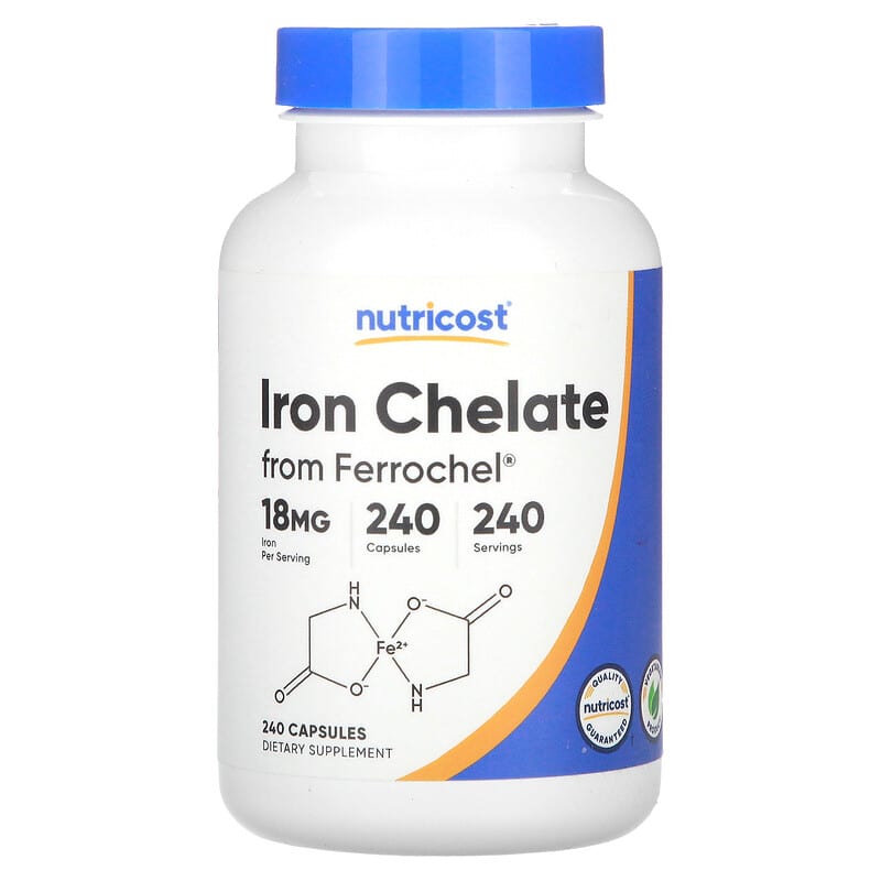 Nutricost, Iron Chelate, 18 mg, 240 viên 810014674667