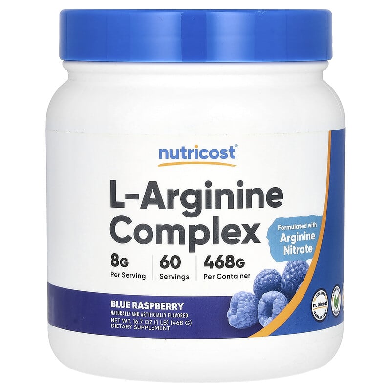Nutricost, L-Arginine Complex, Blue Raspberry, 16,7 oz (468 g) 810014679051
