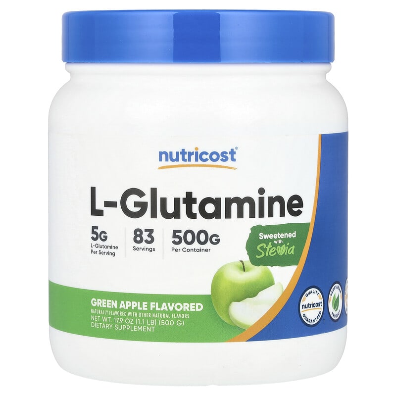 Bột L-Glutamine Nutricost Vị Táo Xanh 500g 10 nutricost l glutamine green apple 17 9 oz 500 g 141843 810139570097