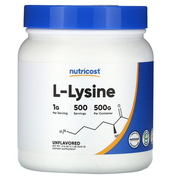 Nutricost L-Lysine không mùi vị 17,6 oz 500 g 702669937740