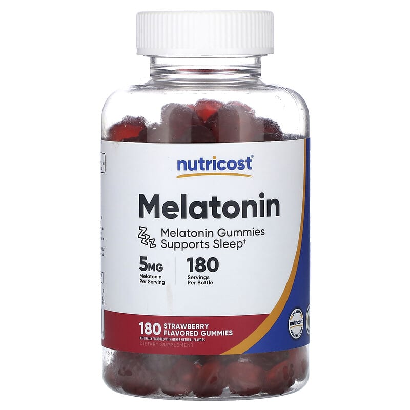 Viên nhai Melatonin Nutricost vị dâu tây 5 mg 180 viên 10 nutricost melatonin strawberry 5 mg 180 gummies 135533 810014672601