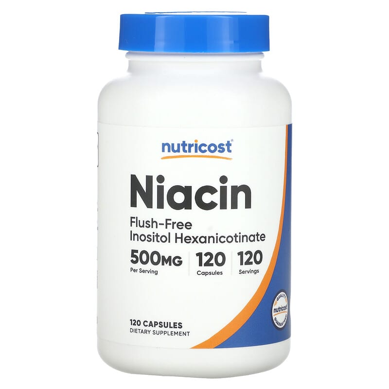 Nutricost, Niacin, Flush-Free, 500 mg, 120 viên 810014672120