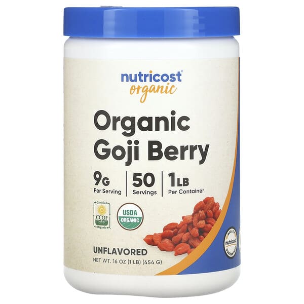 Nutricost, Nhân Sâm Goji Hữu Cơ, Không Vị, 1 lb (454 g) 8 nutricost organic goji berry unflavored 1 lb 454 g 132328 810014670706