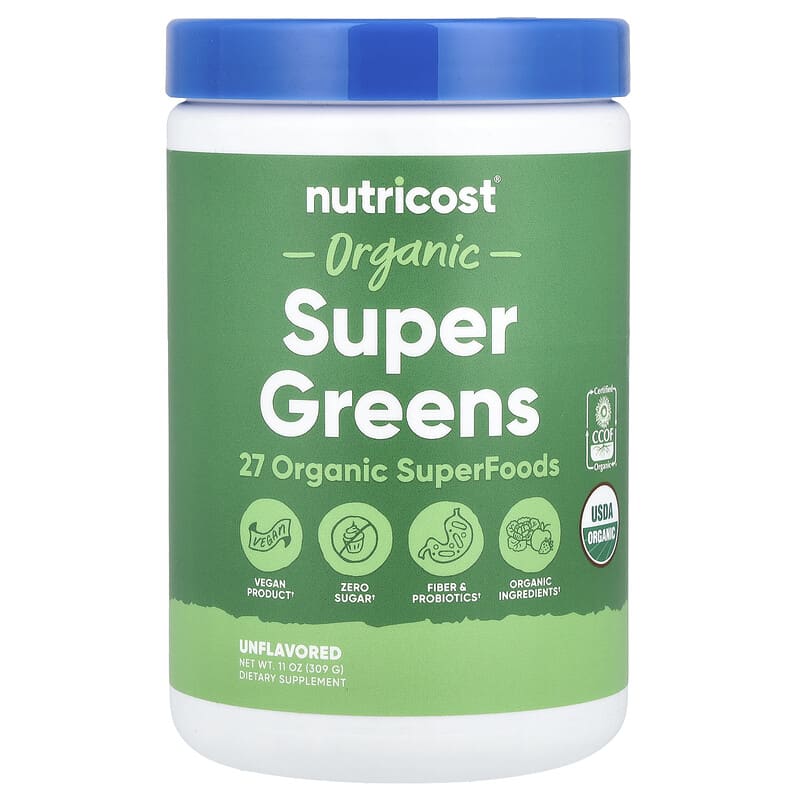 Nutricost, Organic Super Greens, Unflavored, 11 oz (309 g) 810139571353