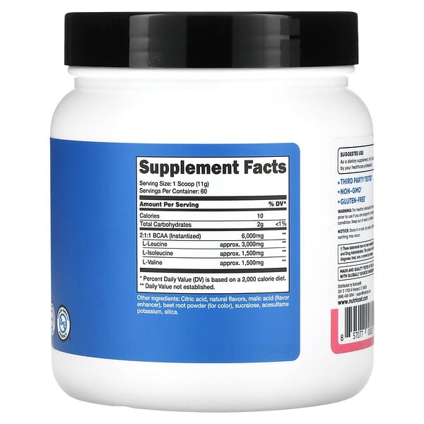 BCAA Nutricost hương chanh đào, 1,5 lb (660 g) 3 Nutricost Performance BCAA Raspberry Lemonade 1.5 lb 660 g 857077008251
