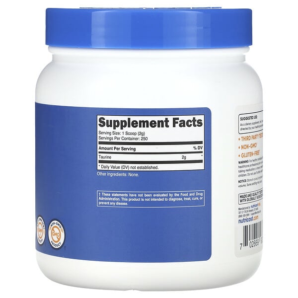 Bột Taurine Nutricost không vị 500g 2 Nutricost Taurine Unflavored 17.9 oz 500 g 702669933827