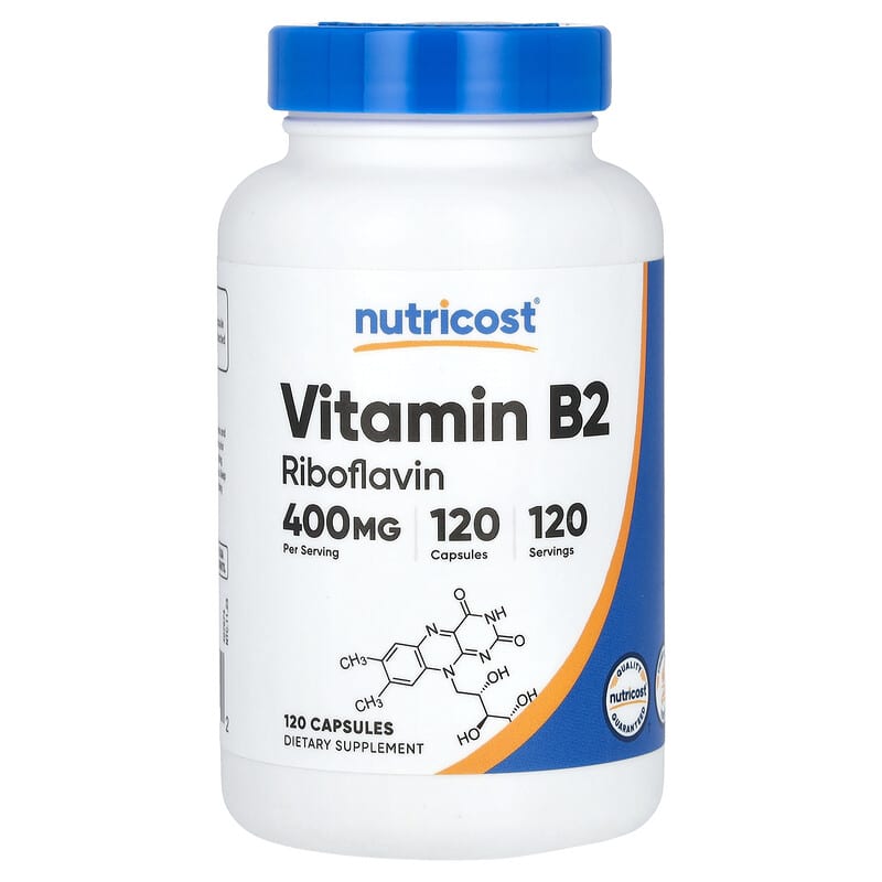 Nutricost, Vitamin B2, 400 mg, 120 viên 810014675442