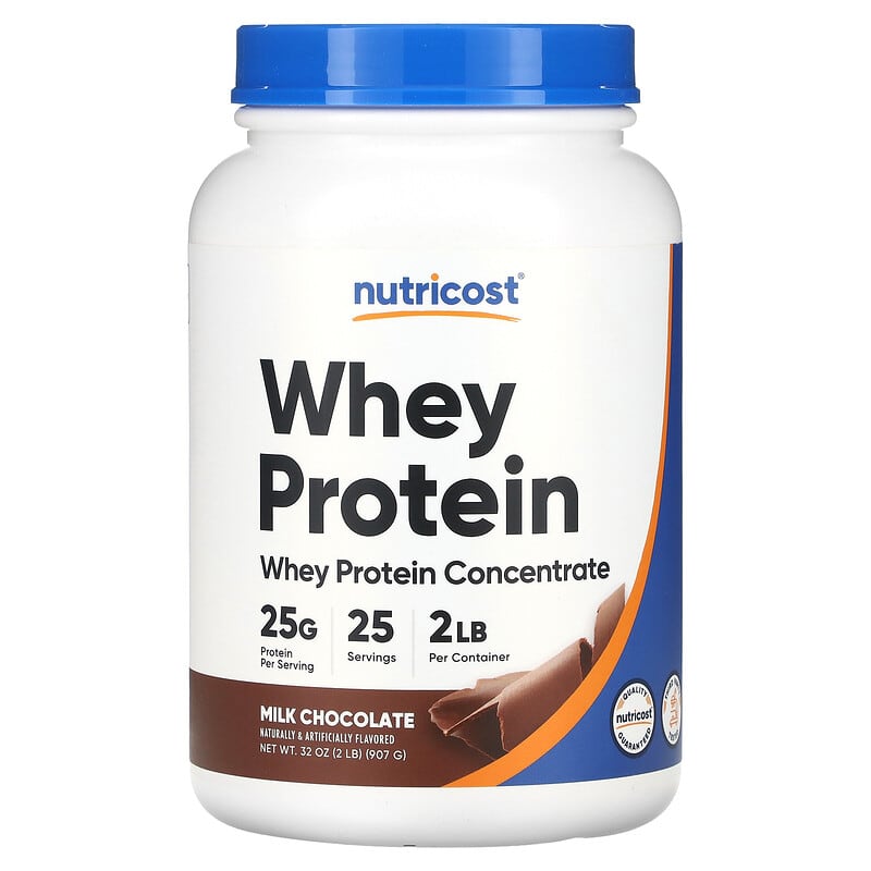 Bột Protein Whey Nutricost, Hương Sôcôla Sữa, 2 lb (907 g) 10 nutricost whey protein concentrate milk chocolate 2 lb 907 g 136875 810014676098