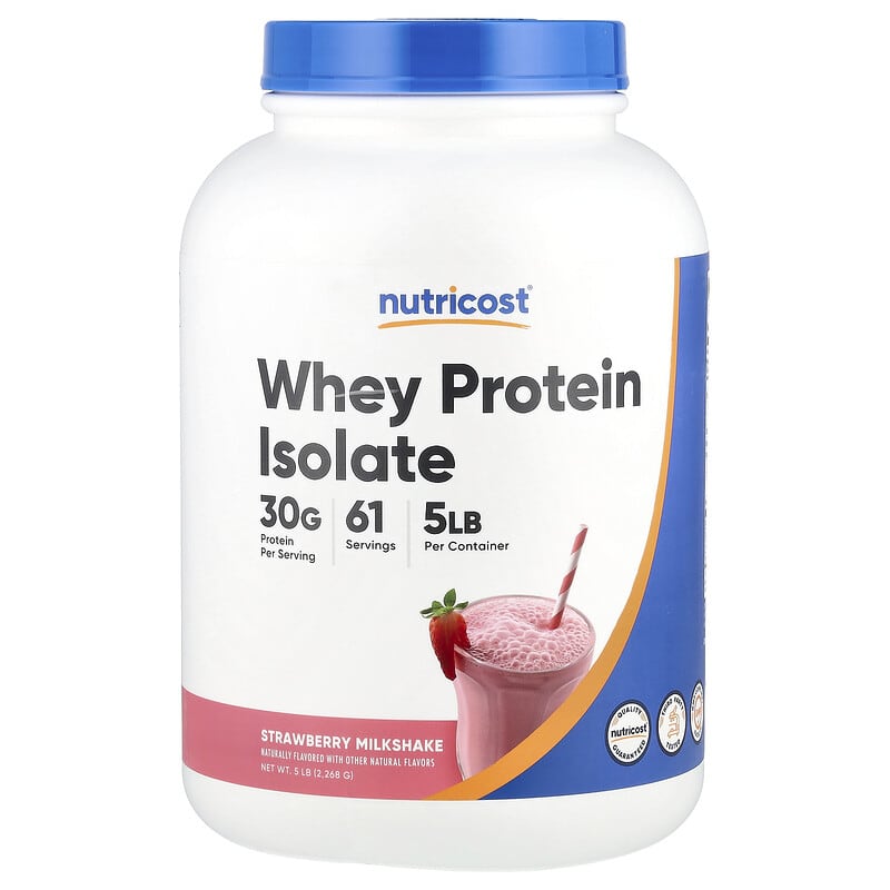 Nutricost, Whey Protein Isolate, Strawberry Milkshake, 5 lb (2.268 g) 810139571759