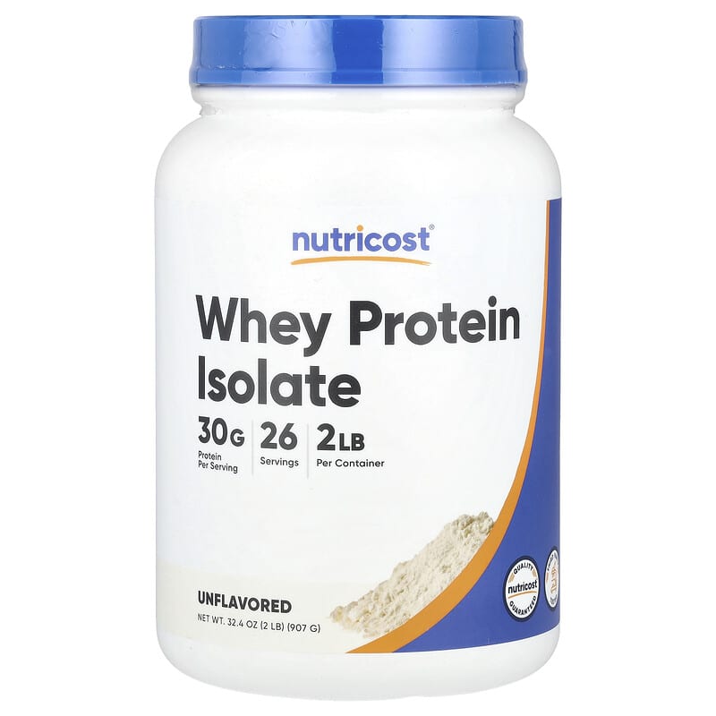 Nutricost, Whey Protein Isolate, Unflavored, 2 lb (907 g) 810139571742
