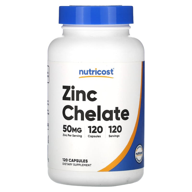 Zinc Chelate Nutricost 50 mg 120 viên bổ sung kẽm 5 Nutricost, Zinc Chelate, 50 mg, 120 viên 810014671598
