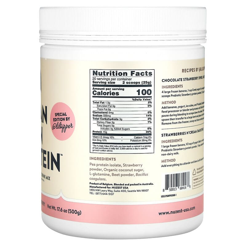 Nuzest Protein Tinh Khiết, Probiotic Dâu Tây, 500g 9 Nuzest Protein Tinh Khiết, Probiotic Dâu Tây, 500g 850013684168