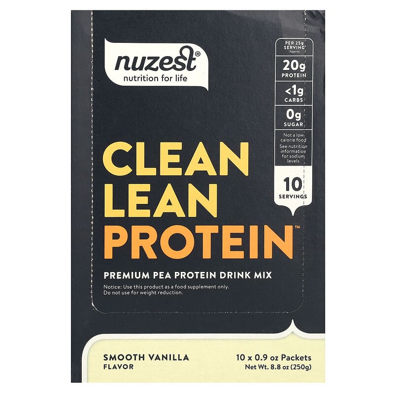 Nuzest, Clean Lean Protein, Smooth Vanilla, 10 gói, 0,9 oz (25 g) 850556006137